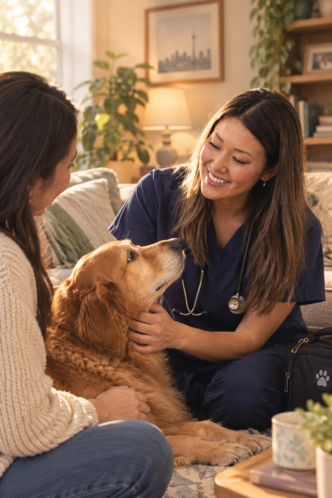 In-home veterinary consultation illustration